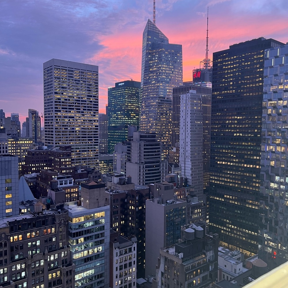 Cityscape Wall Art with Vibrant Sky